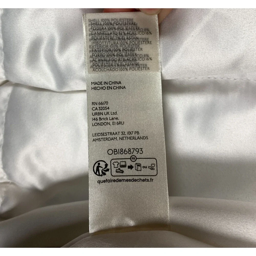 Anthropologie Bomber Jacket Women's Medium M Blue/White Cropped Floral Insulated - Picture 6 of 11